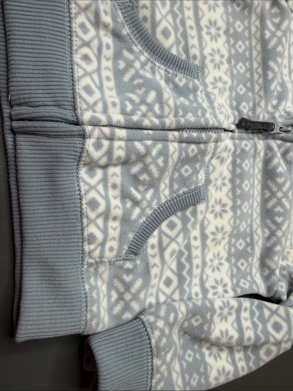 Carter’s Fleece Hooded Zip-Up - Light Blue & White. Size: 18M